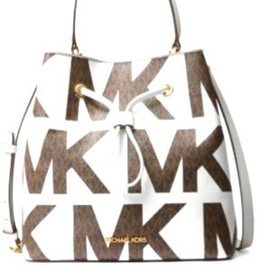 NWTs Michael Kors Suri Large Graphic Logo Shoulder Bag In Optic White